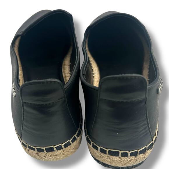 DKNY Black Leather Espadrille Flats Size 10 Slip On Loafers Coastal Classic EUC - Picture 9 of 11